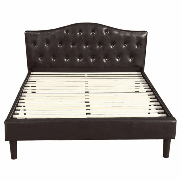 Кровать двуспальная 160х200 темно-коричневая с каретной стяжкой Kody