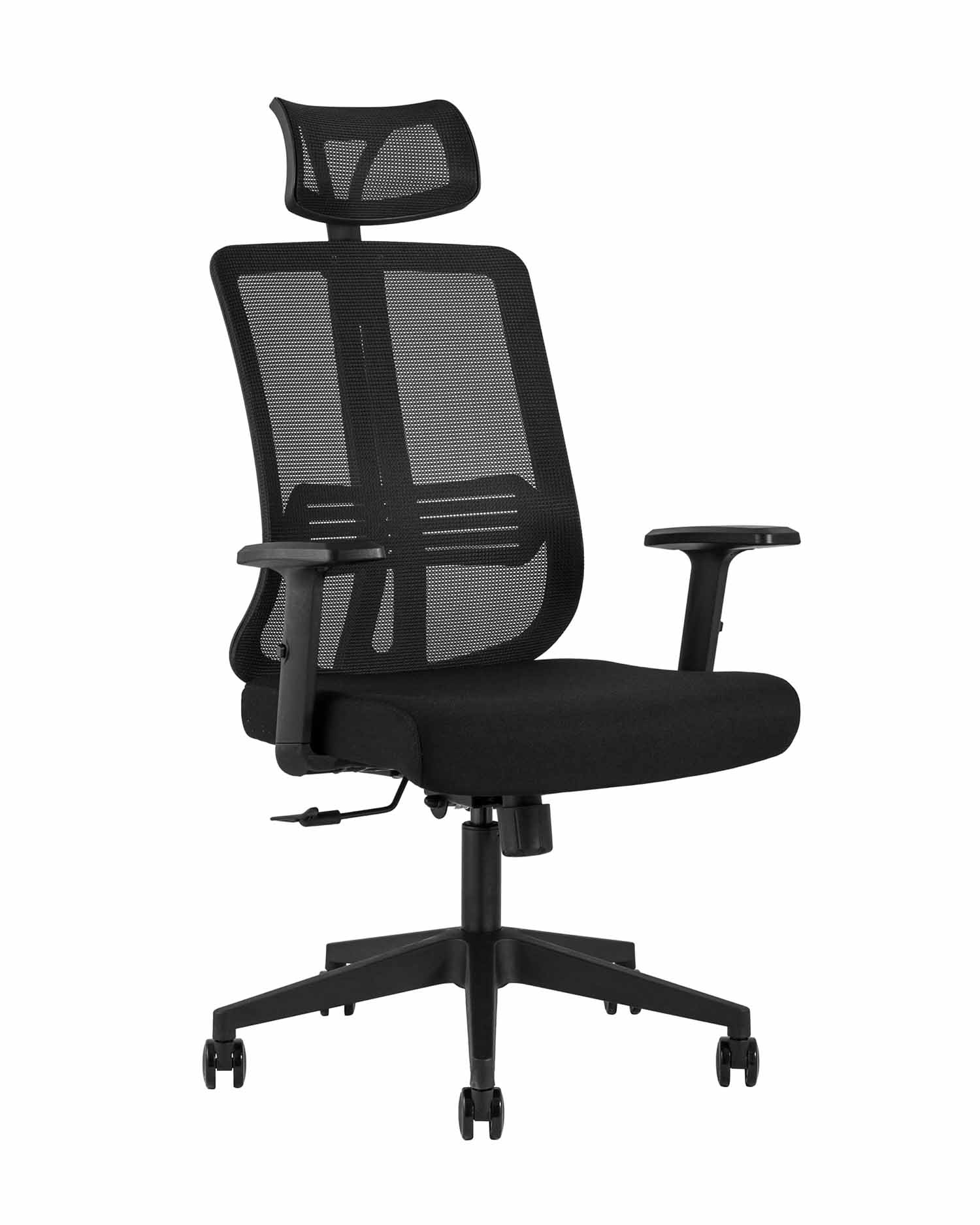 Компьютерное кресло для руководителя TopChairs Post офисное черное обивка сетка ткань крестовина пластик