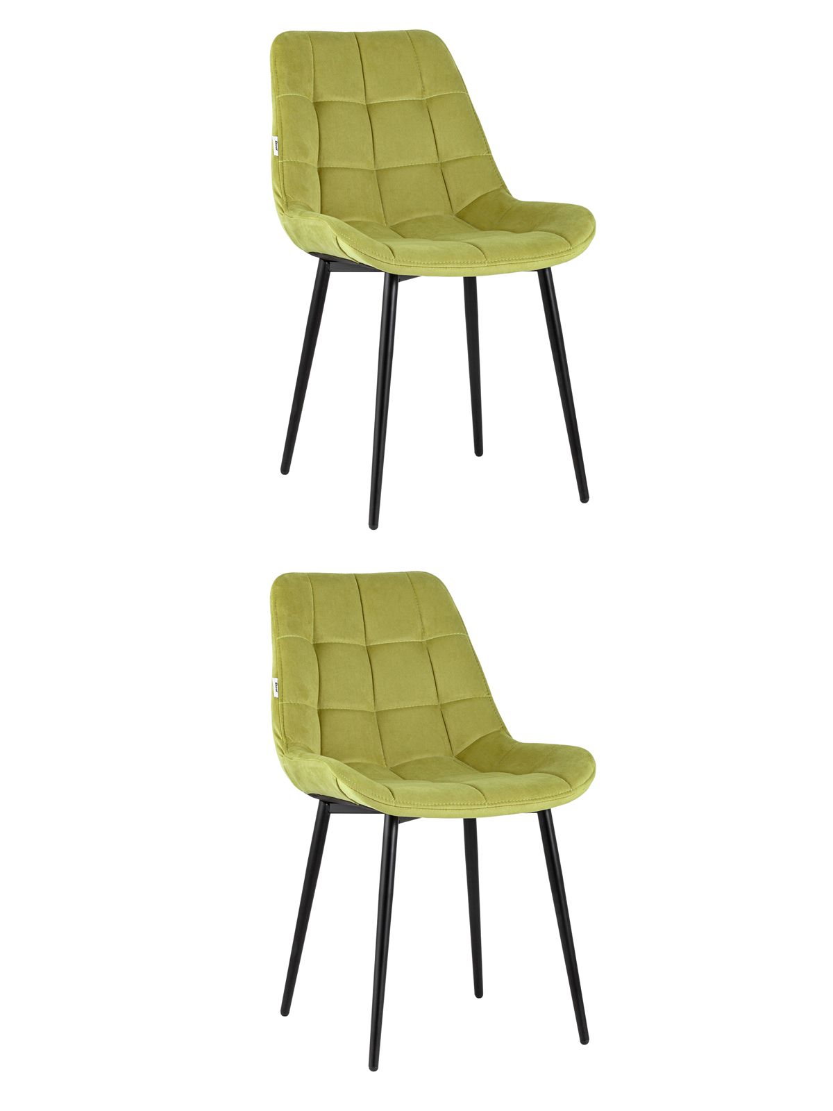 Комплект из двух стульев Флекс велюр оливковый ножки из металла черные