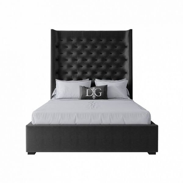 Кровать подростковая с каретной стяжкой 140х200 черная Jackie King