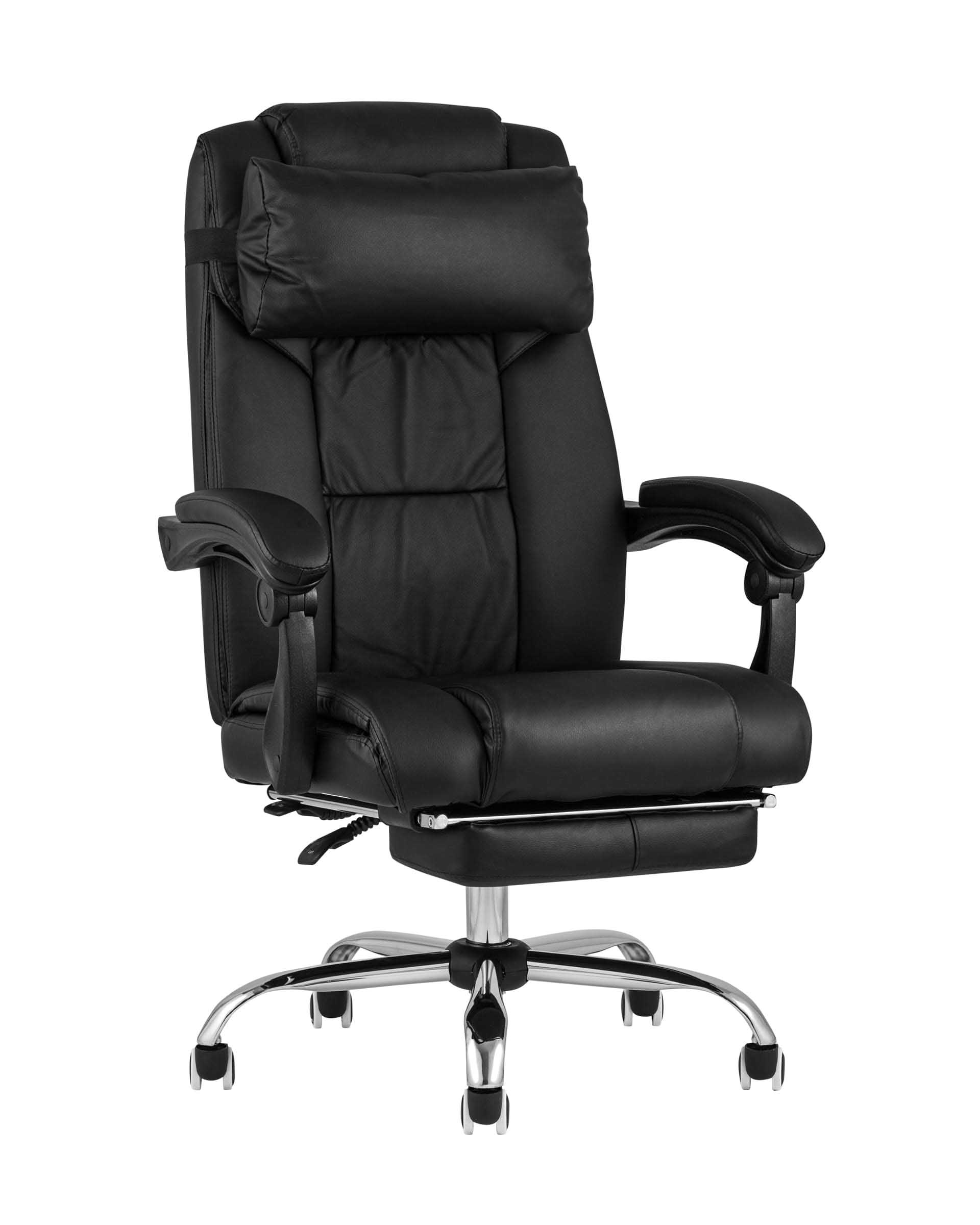 Компьютерное кресло TopChairs Royal офисное черное в обивке из экокожи, механизм качания и регулировки по высоте &quot;Му
