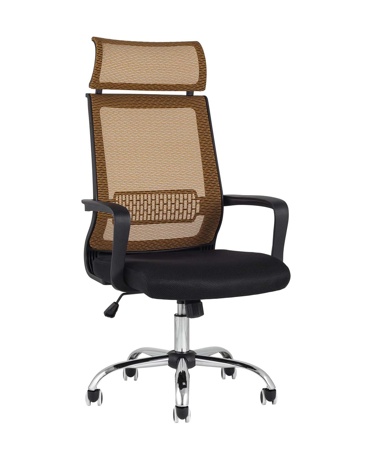 Компьютерное кресло TopChairs Style офисное оранжевое в обивке с сеткой, регулировка по высоте и механизм качания To