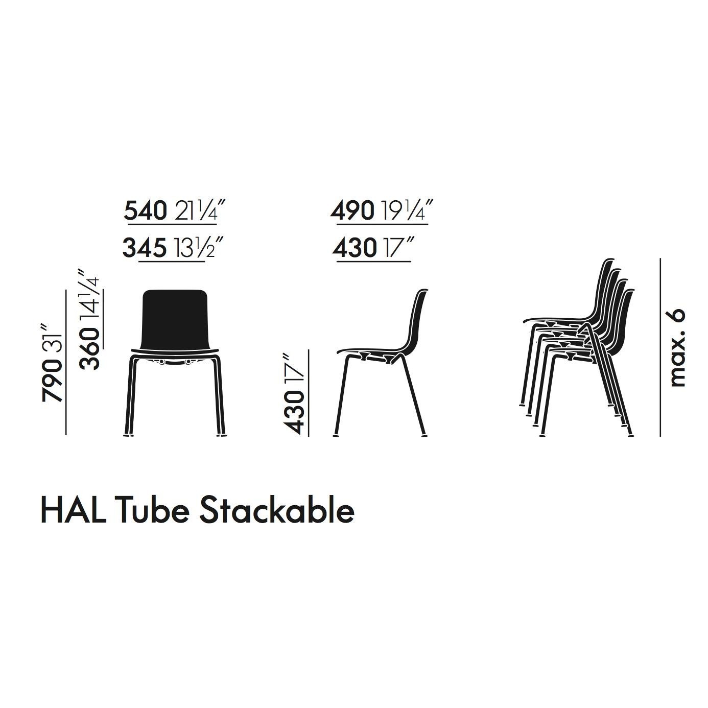 Комплект из четырех стульев HAL TUBE by Vitra