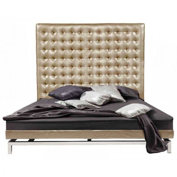 Кровать двуспальная 180х200 из экокожи бежевая Boss Bed