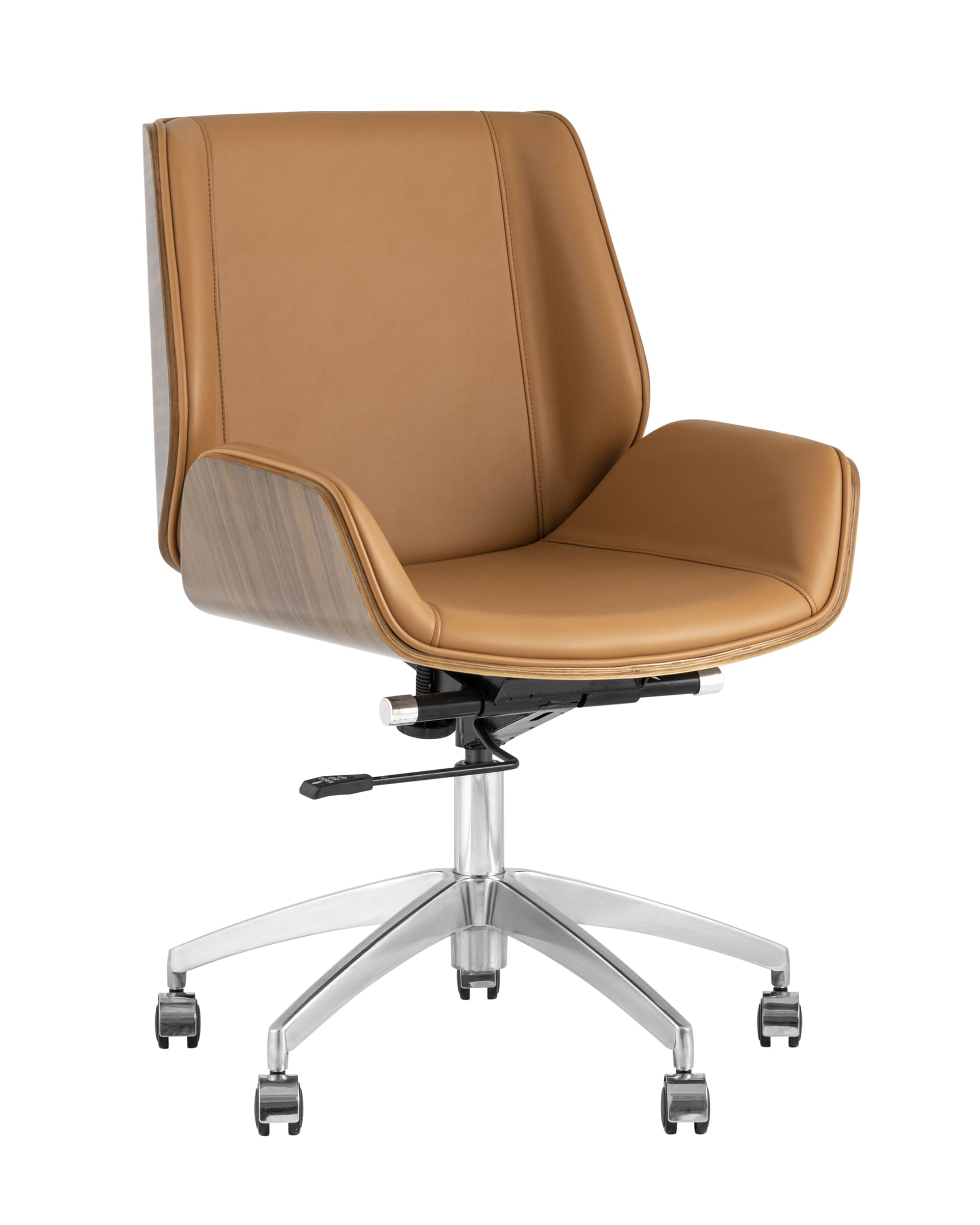 Компьютерное кресло офисное TopChairs Crown коричневое механизм качания крестовина металл