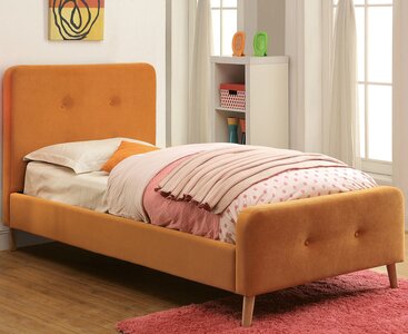 Кровать подростковая Button Tufted Flannelette Orange 140х200