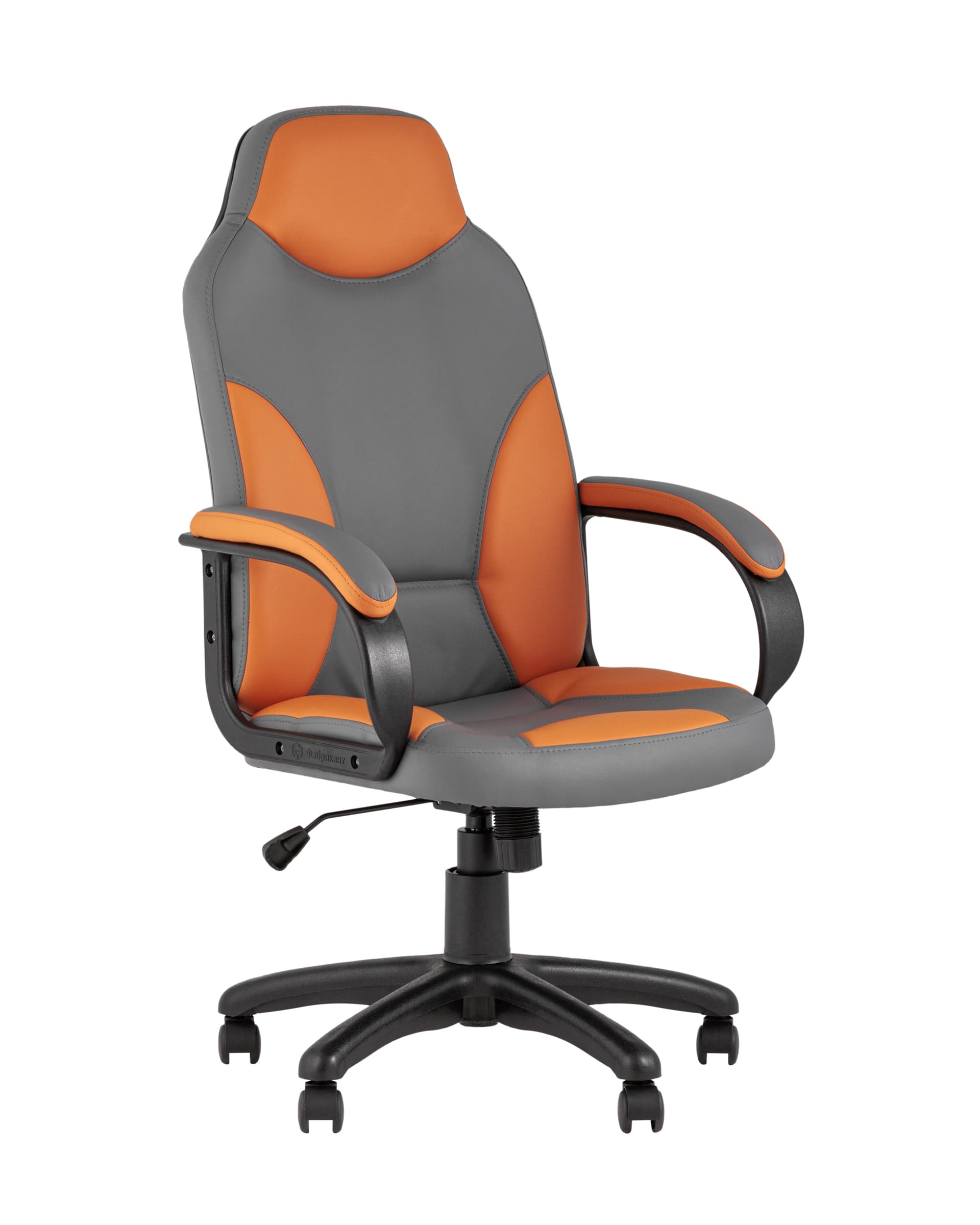 Компьютерное кресло игровое Кронос экокожа серый/оранжевый крестовина пластик