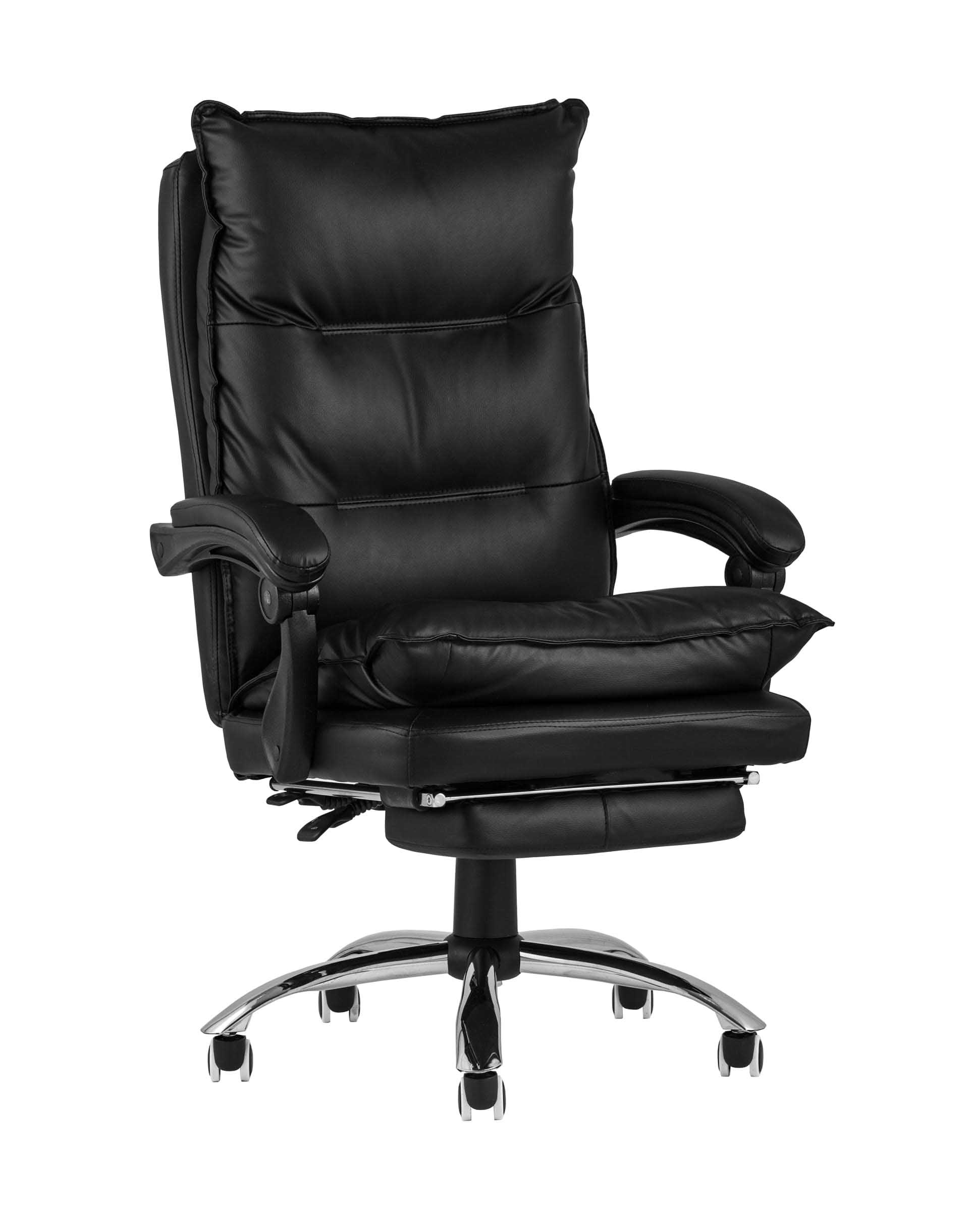 Компьютерное кресло TopChairs Alpha офисное черное, обивка из качественной экокожи, механизм качания &quot;Мультиблок&quot;