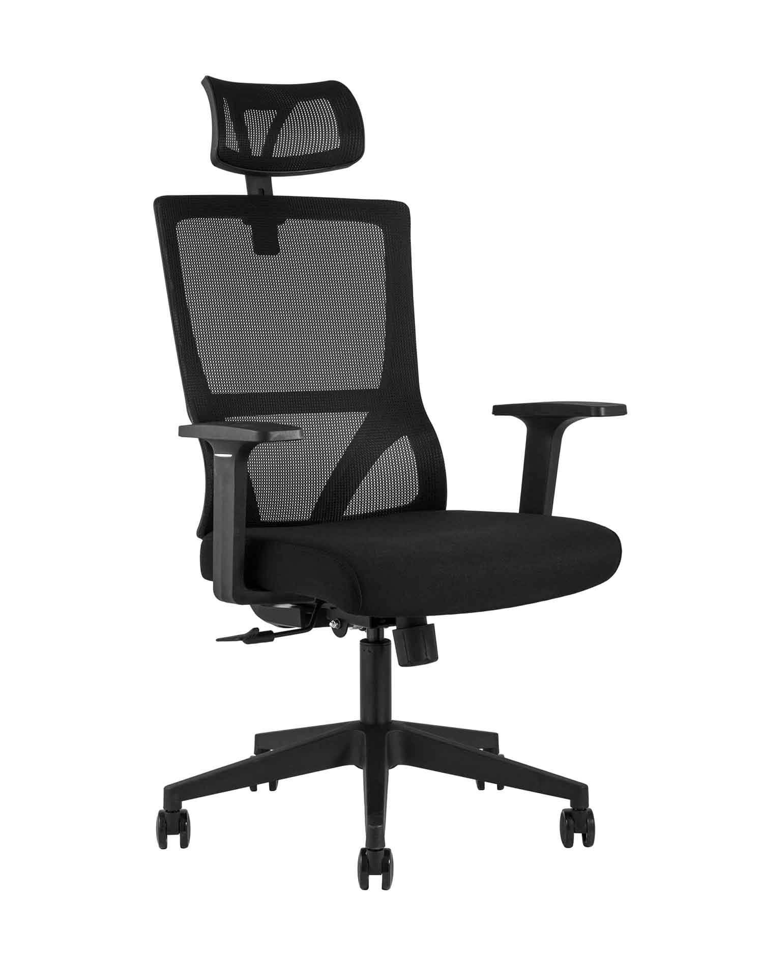 Компьютерное кресло для руководителя TopChairs Local офисное черное обивка сетка ткань крестовина пластик