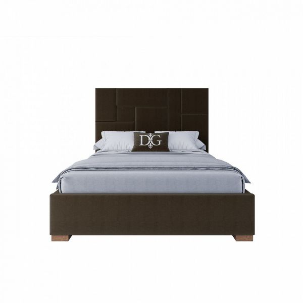 Кровать двуспальная с мягким изголовьем 140х200 см коричневая Wax
