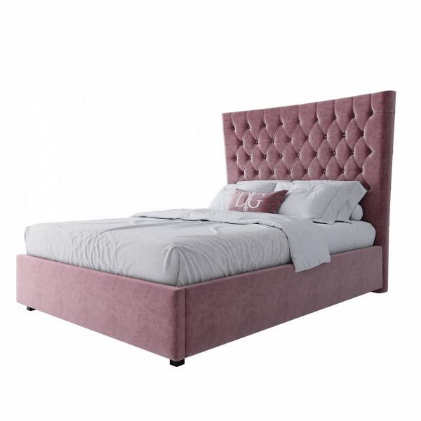 Кровать полутораспальная подростковая с мягким изголовьем 140х200 см пыльная роза QuickSand