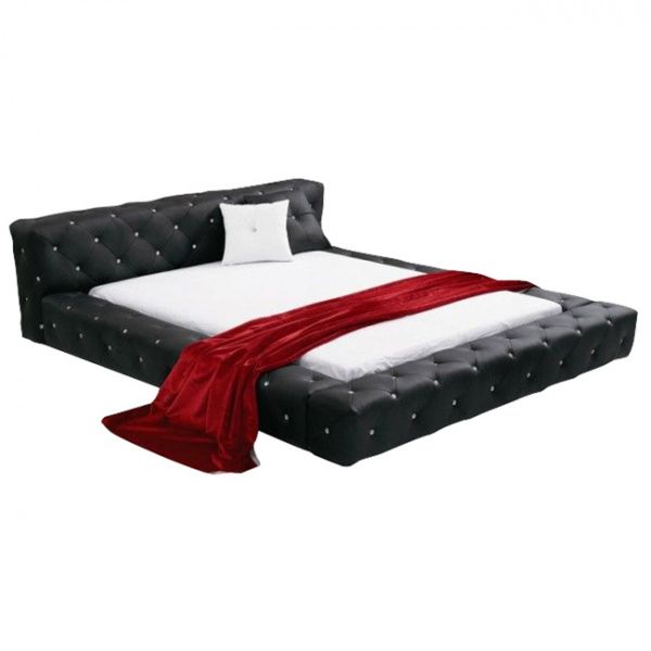 Кровать двуспальная с мягким изголовьем 160х200 см черная Kassandra