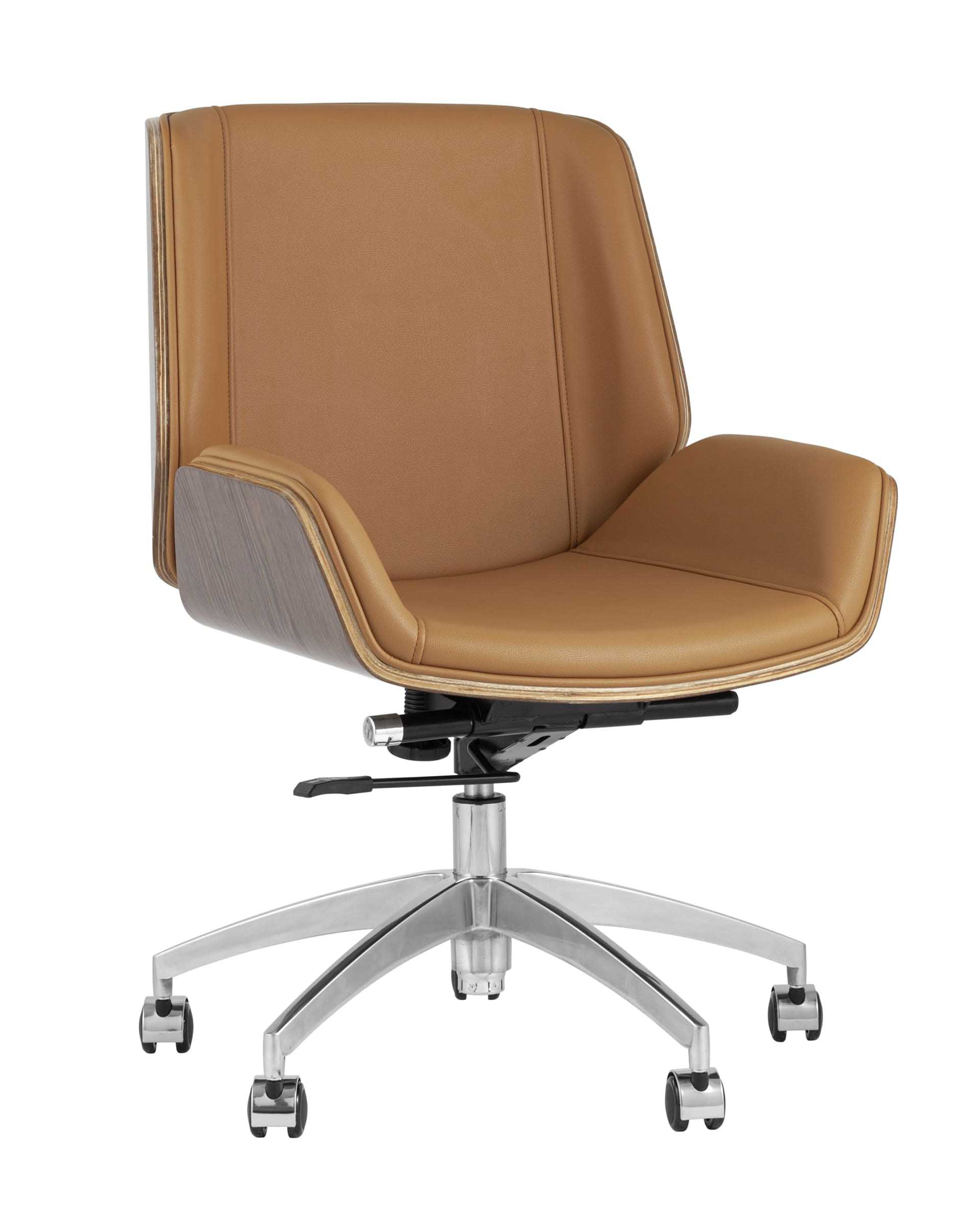 Компьютерное кресло TopChairs Crown офисное коричневое, обивка экокожа, металлический каркас, механизм качания Мульт