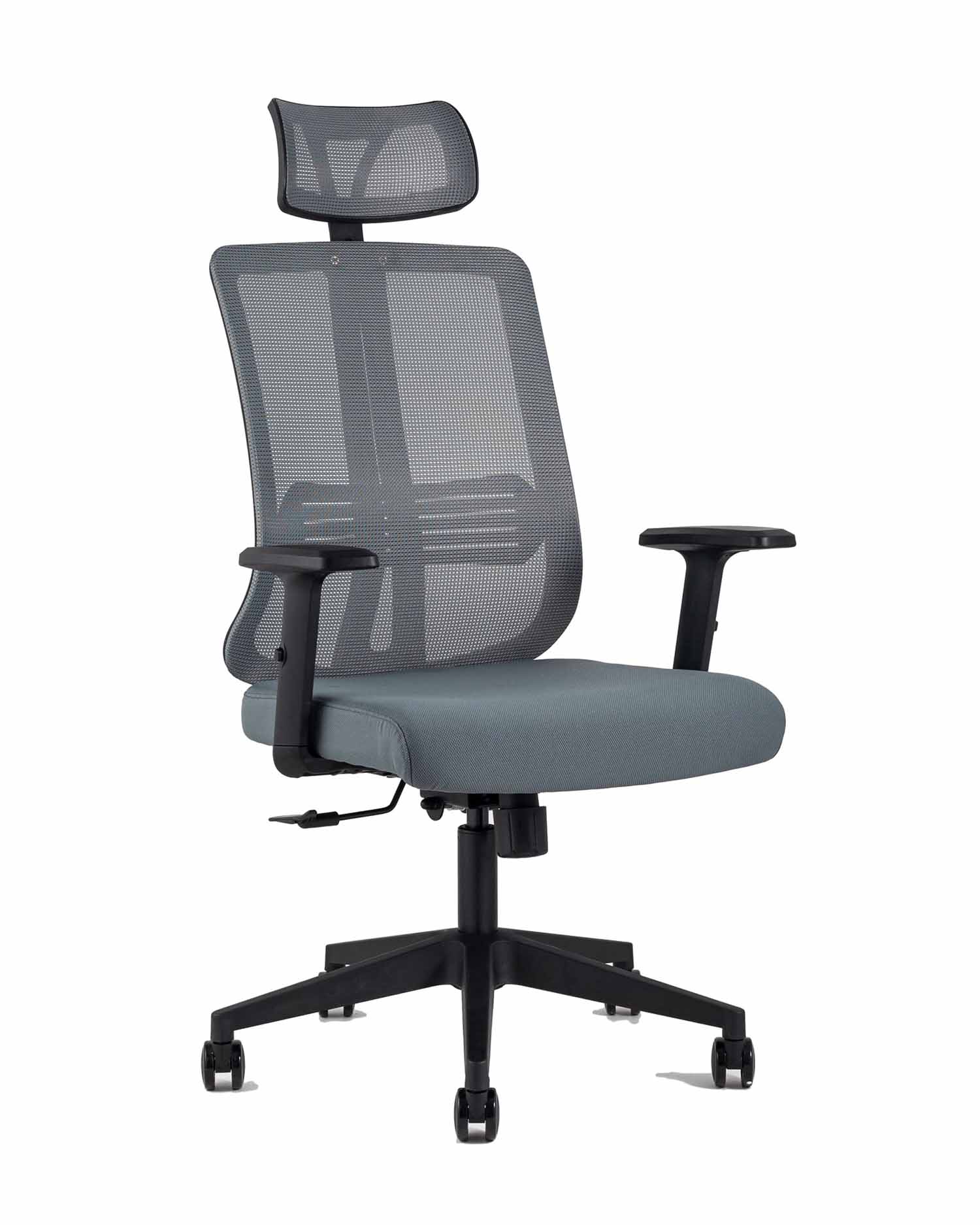 Компьютерное кресло для руководителя TopChairs Post офисное серое обивка сетка ткань крестовина пластик
